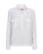 Enna Linen Pocket Blouse White