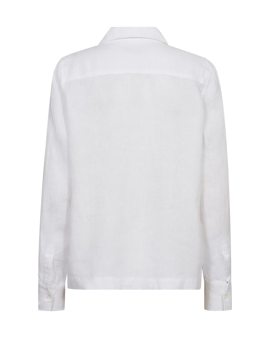 Enna Linen Pocket Blouse White