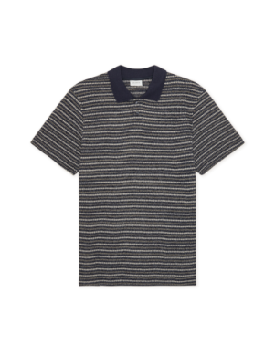 Knitted Stripe Polo Dark Blue