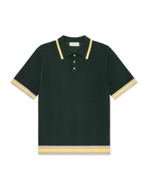 Lace Knitted Polo Pine Green