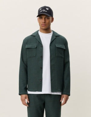 Check Seersucker Overshirt Pine Green