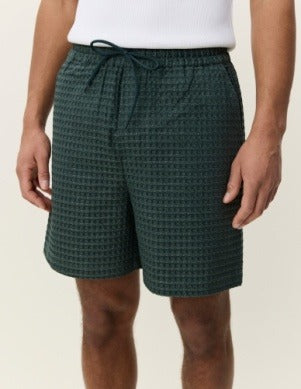 Check Seersucker Shorts Pine Green