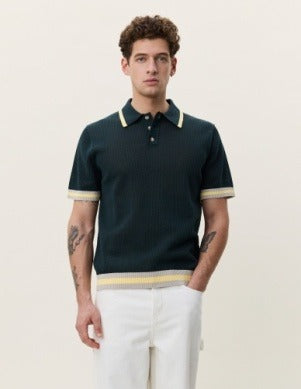 Lace Knitted Polo Pine Green