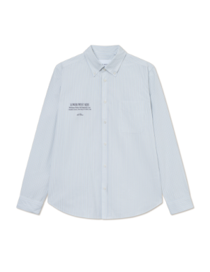 Kent Printed Stripe Poplin Shirt Xenon Blue