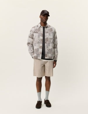 Layton Patchwork Jacquard Overshirt Light Sand