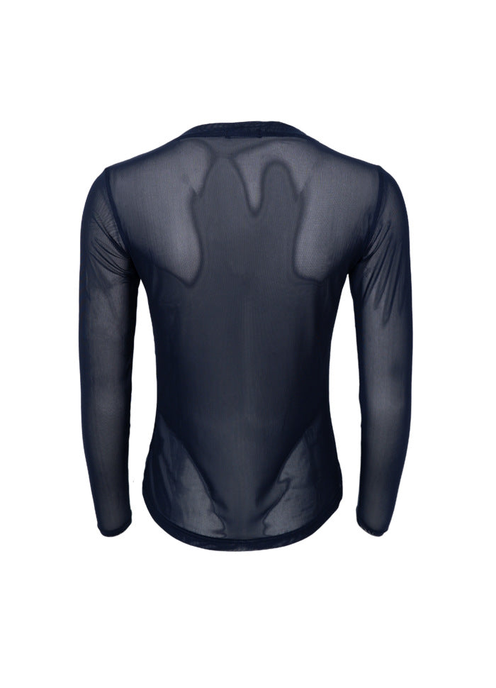 Black Colour Annie Mesh Blouse Navy