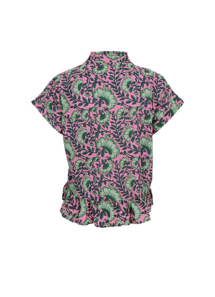 Flora Ruffle Blouse Pink Dahlia